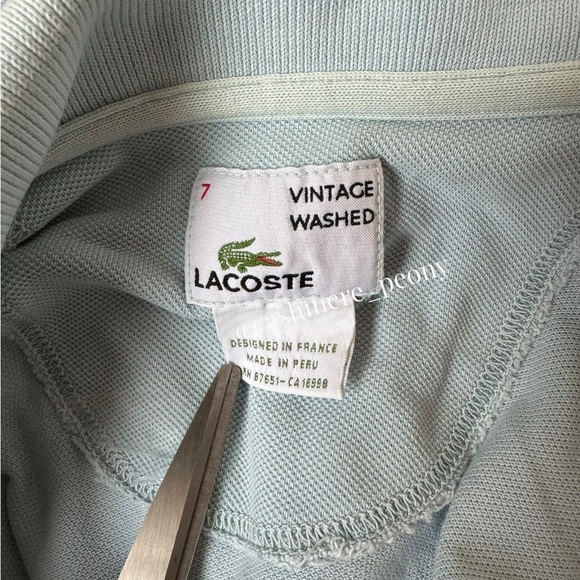 Lacoste Light Blue Vintage Washed Polo Shirt Size 7 or XXL - Picture 5 of 7